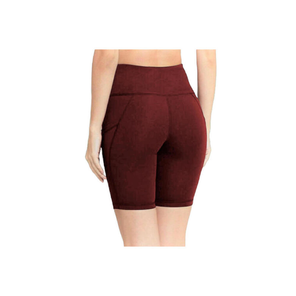 Ideology Women High Rise, Side Pockets Ins. 10" Biker Shorts,Fruity Red Pear, S - Picture 2 of 3